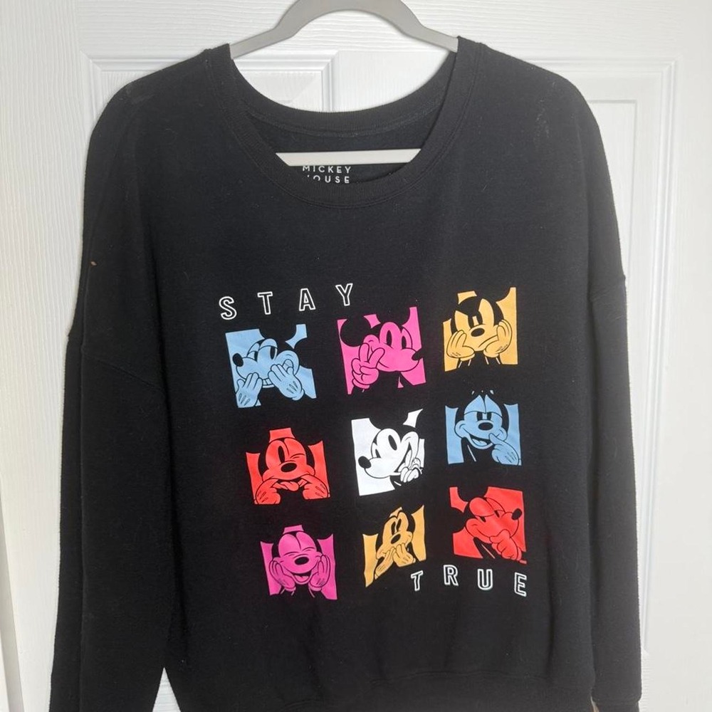 Disney Mickey & Friends Black Graphic Crewneck Sweatshirt Stay True